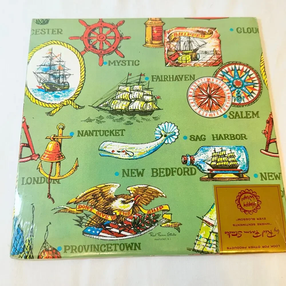 2 Packages Of Vintage Nautical Ships Themed Gift Wrap with 2 Sheets Each